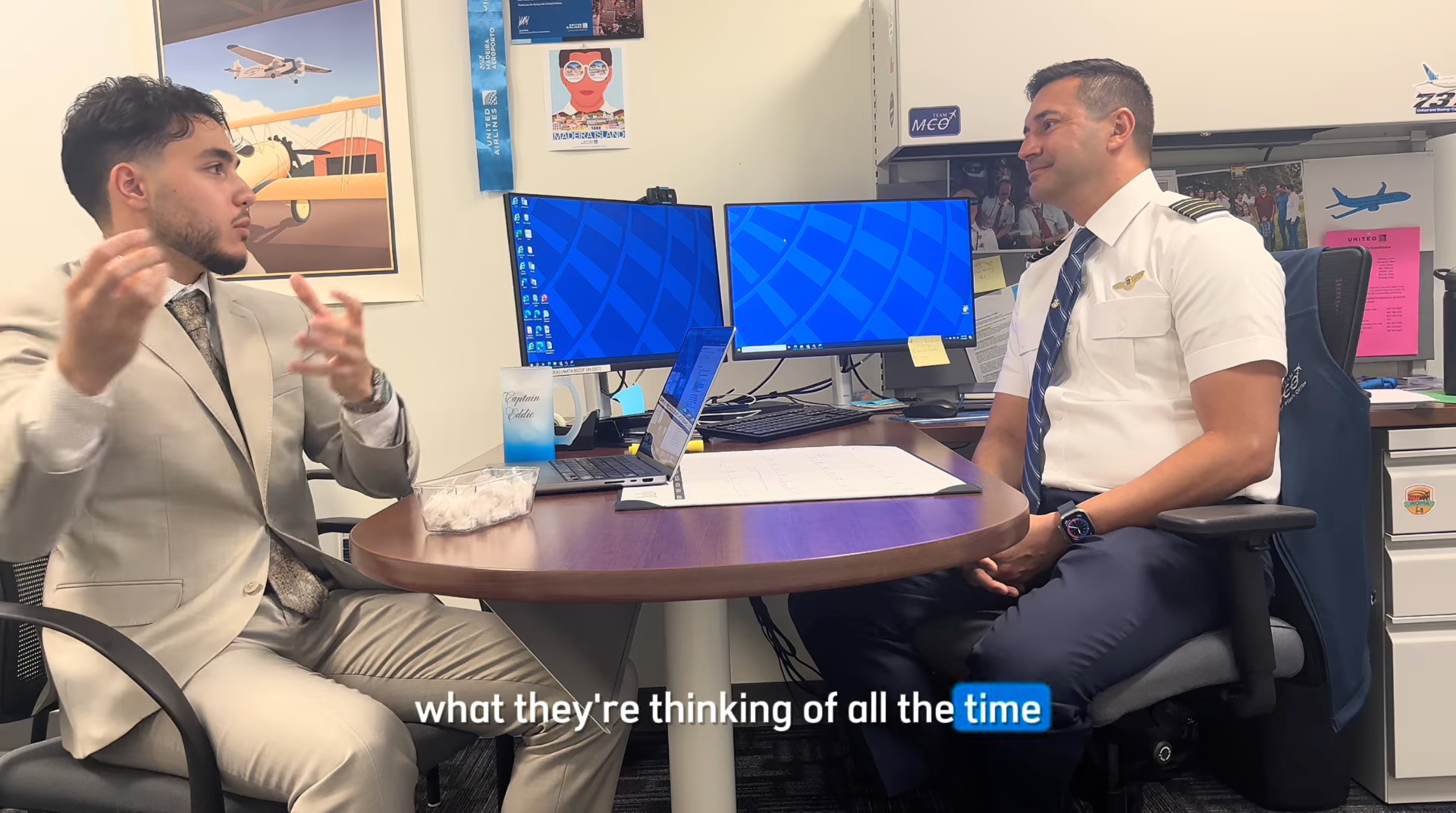 Interviewing a chief pilot at United Airlines